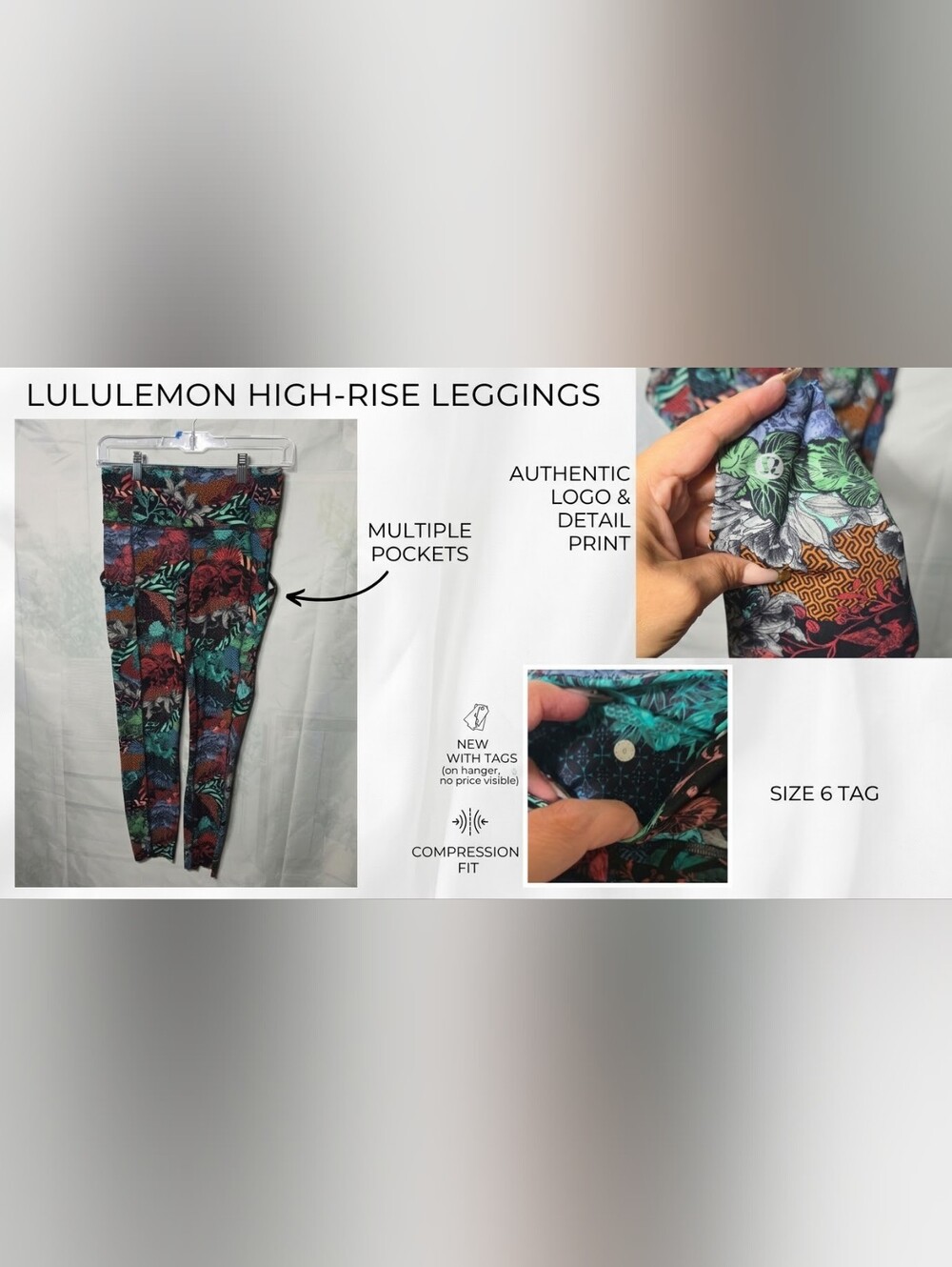 lululemon athletica High-Rise Floral Print Leggings - Teal, Red, Green